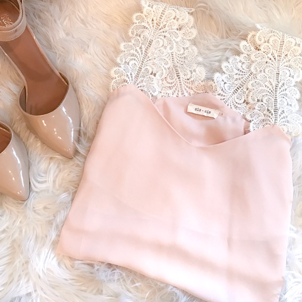 Pink Tank with Lace Sleeves